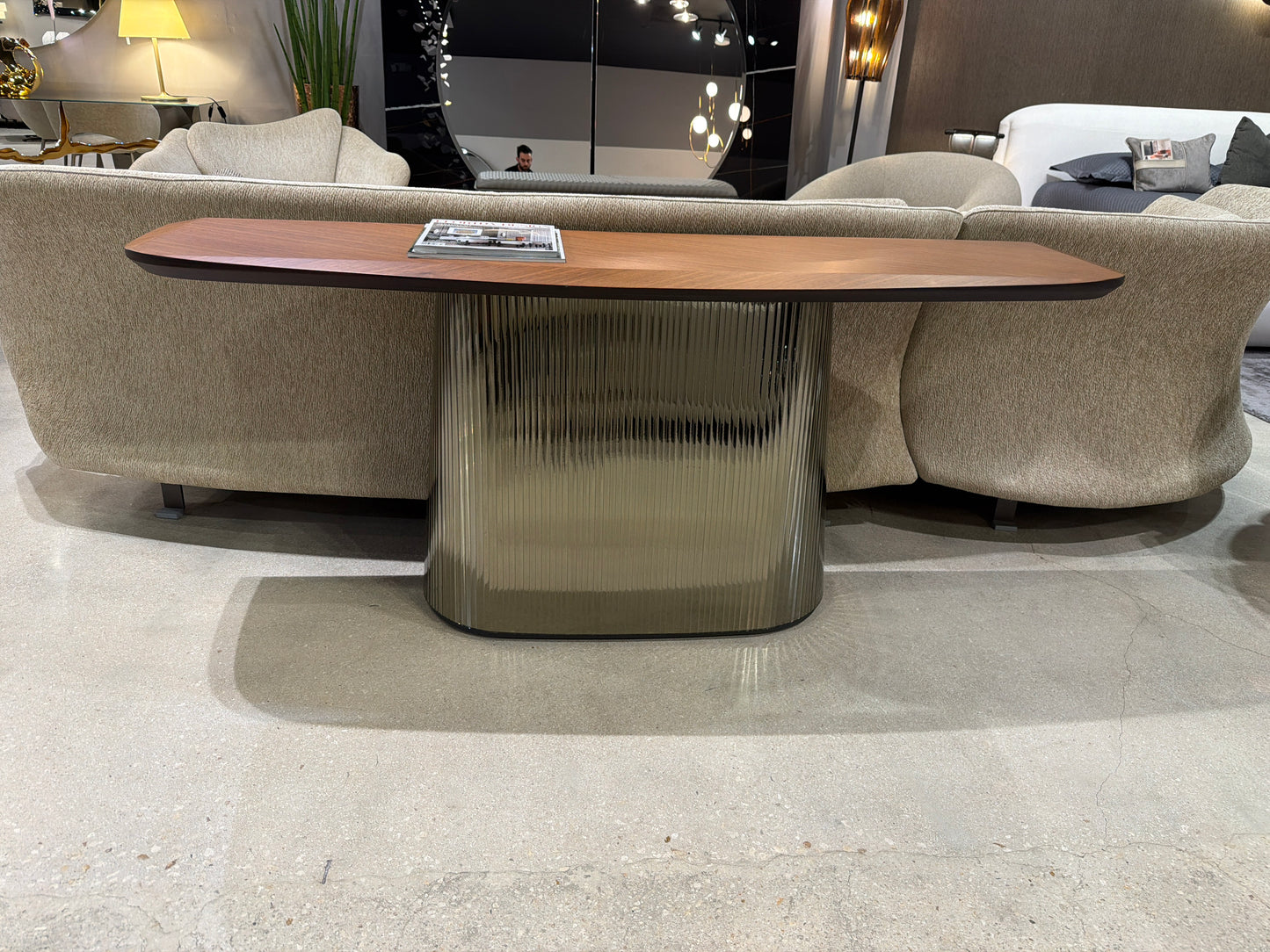 Tonin Casa Adone Console Table Walnut Silver Base