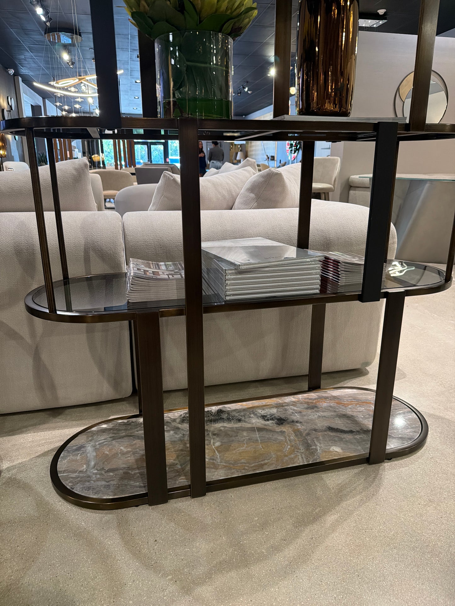 Stone International Malibu Bookcase Glass/Stone finish