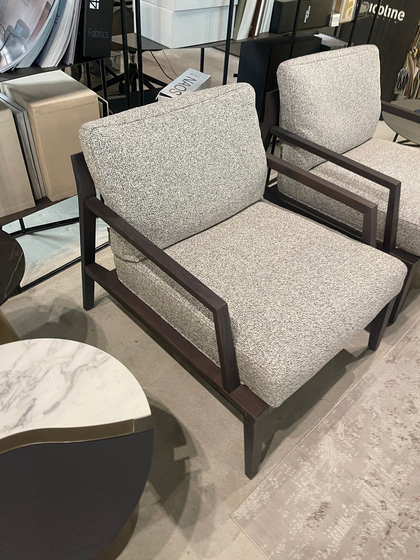 Italia Lounge Petra Arm Chair in Light grey Boucle