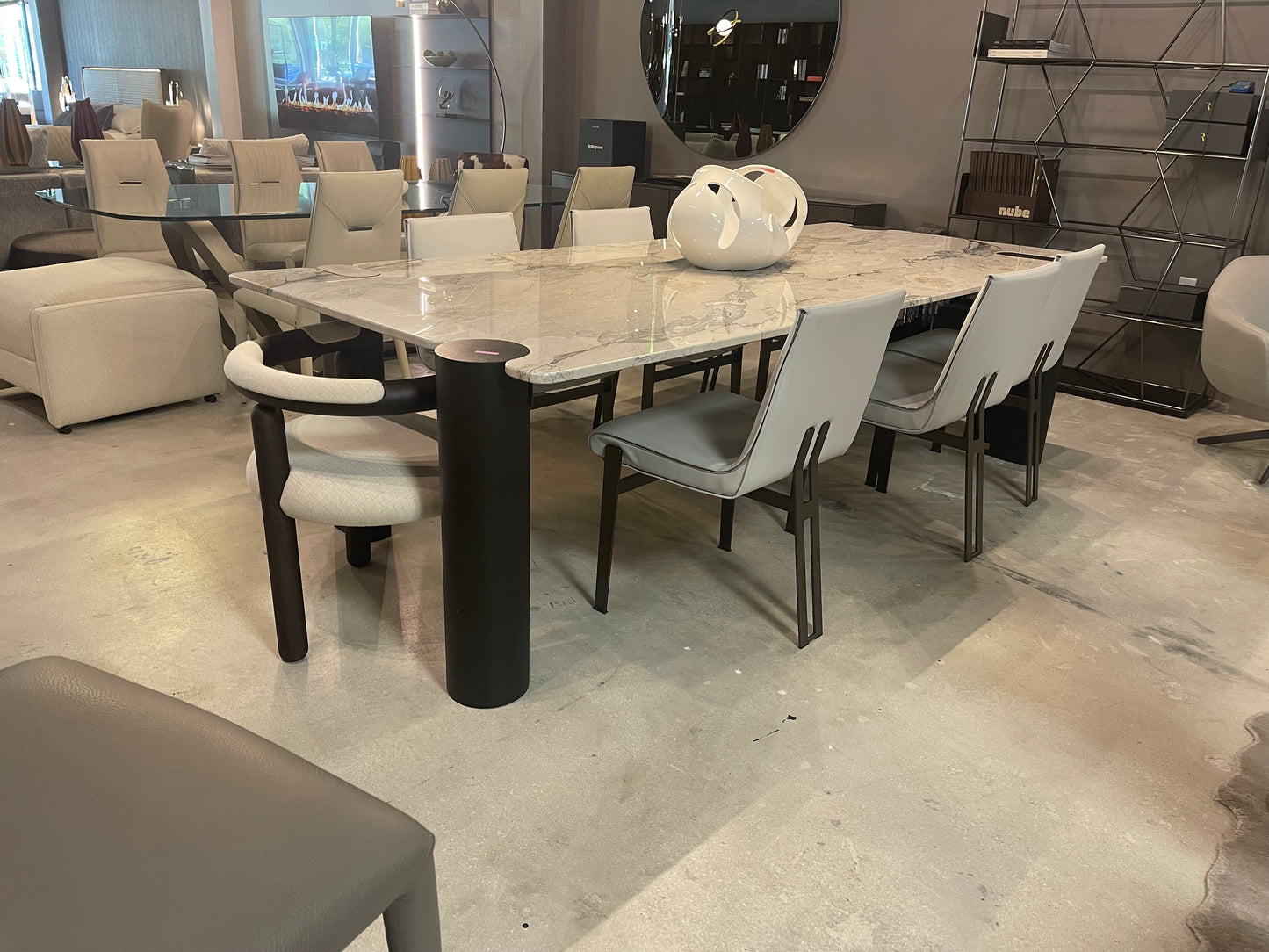 Black Tie Amoris Dining Table, Lunare Marble / Black Ash solid wood