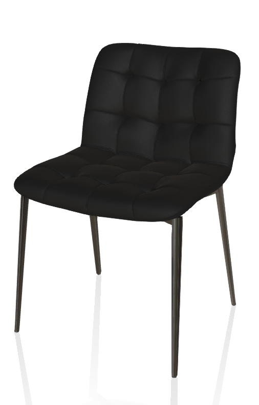 Bontempi Casa Kuga Dining Chair Black Seat/ Silver Legs