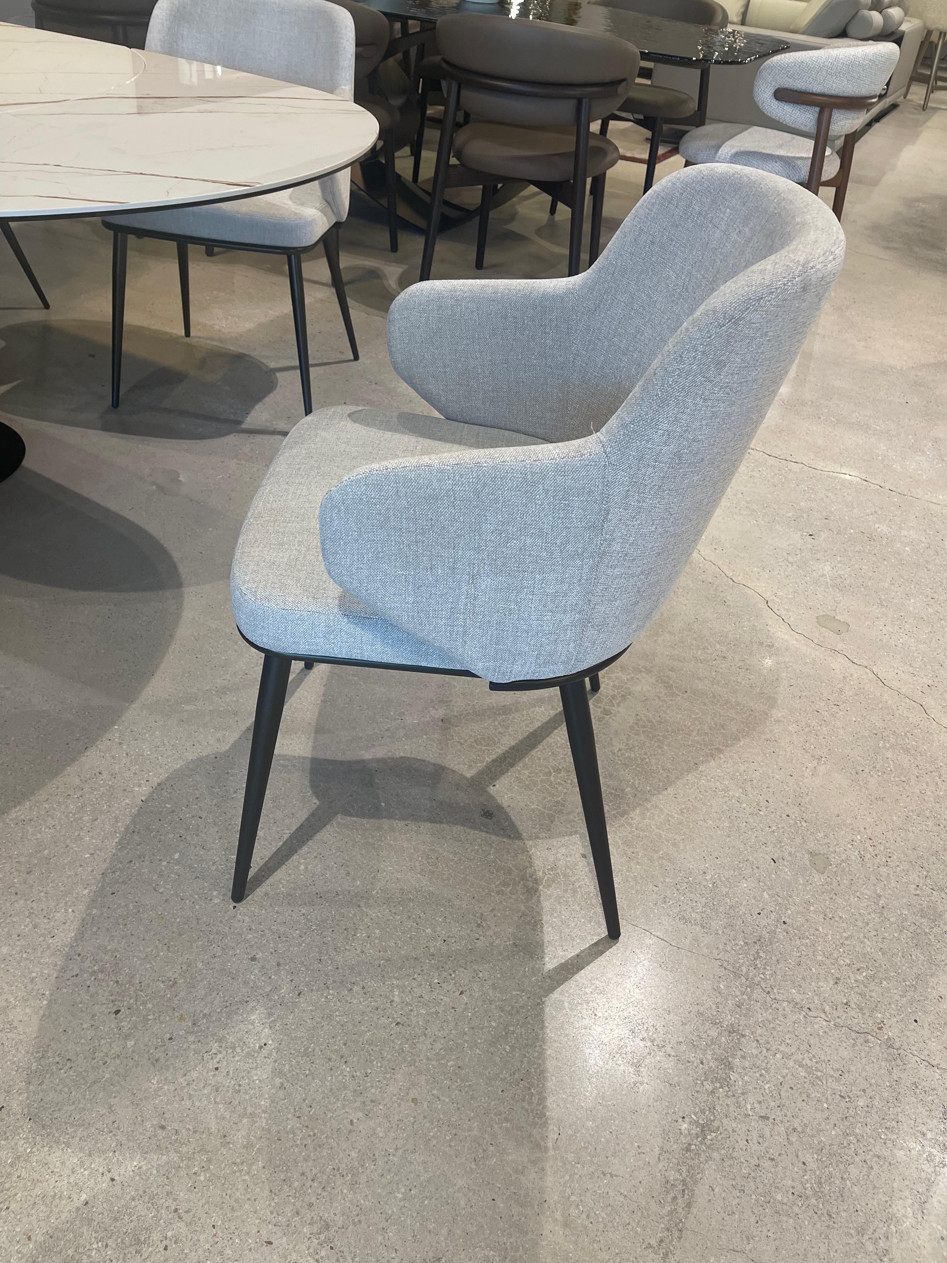 Calligaris Foyer Dining Chair- White Fabric Bronze Legs – ITALO