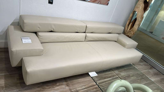 Il Loft Geometric Leather Sofa with Adjustable Headrests