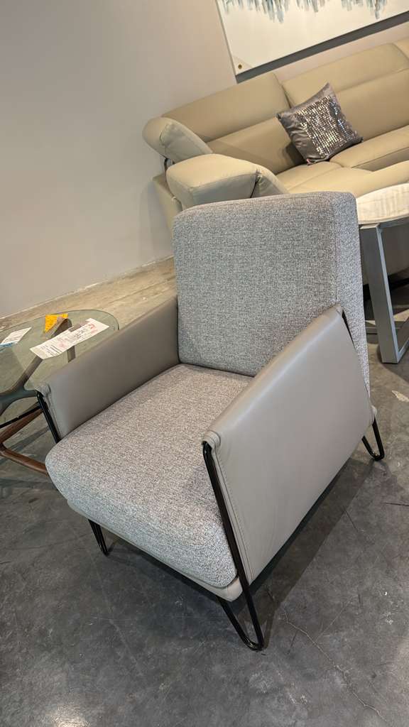 Max Divani Dileta Armchair with Leather and Fabric Details