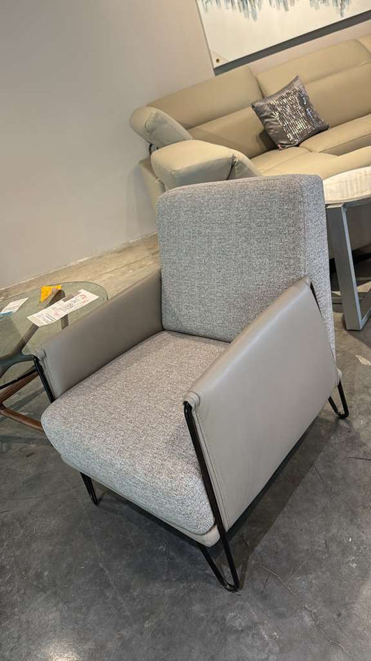 Max Divani Dileta Armchair with Leather and Fabric Details