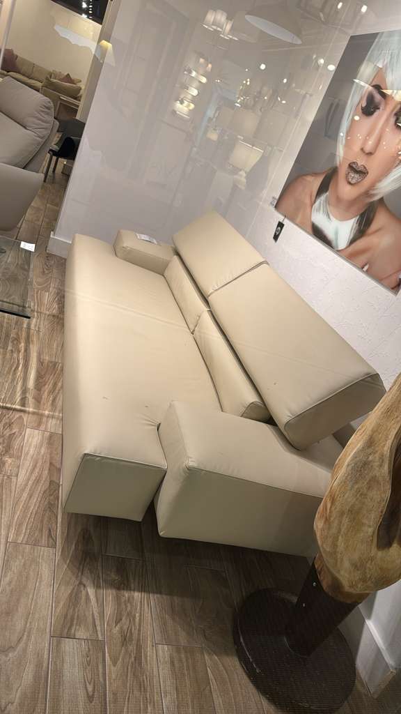 Il Loft Geometric Leather Sofa with Adjustable Headrests