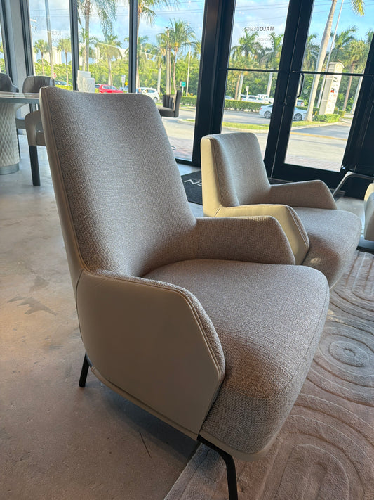 Nicoline Bea Low Leather and Fabric Accent Chair