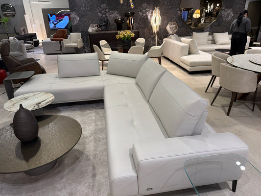 Nicoline Egeo Leather Sectional (Light Grey)