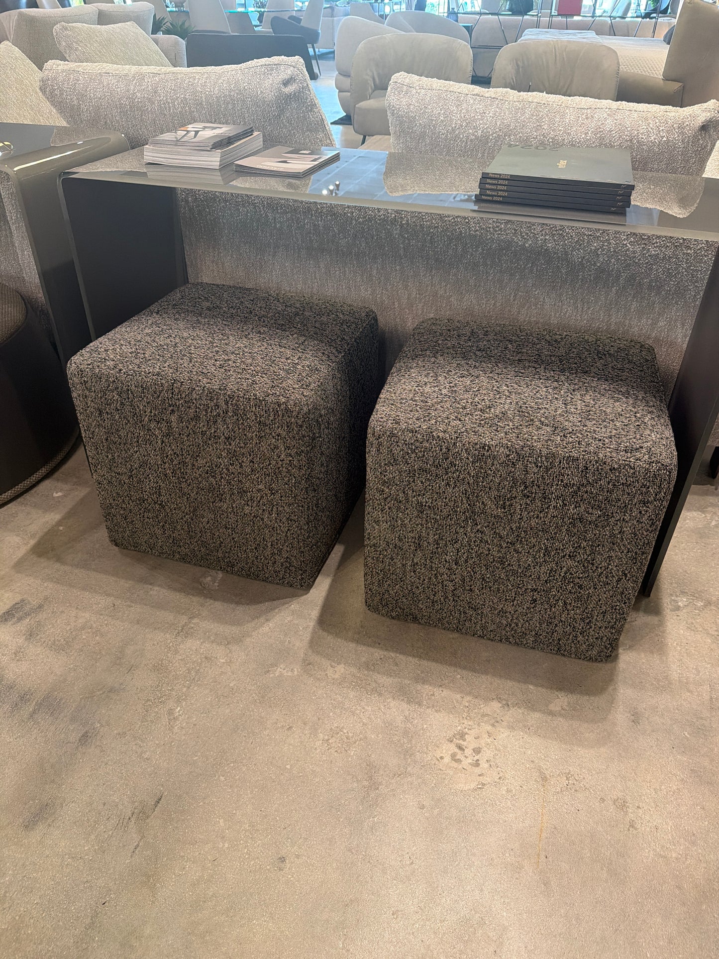 Nicoline Dot Fabric Upholstered Pouf