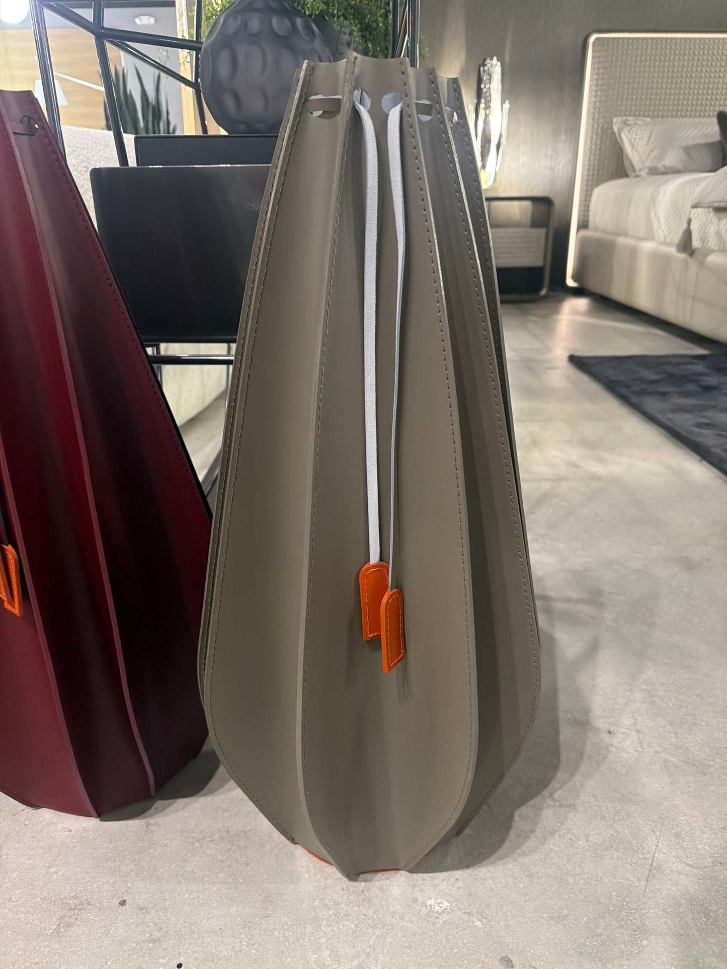 Airnova Leather Plisse Vase Narrow Tall