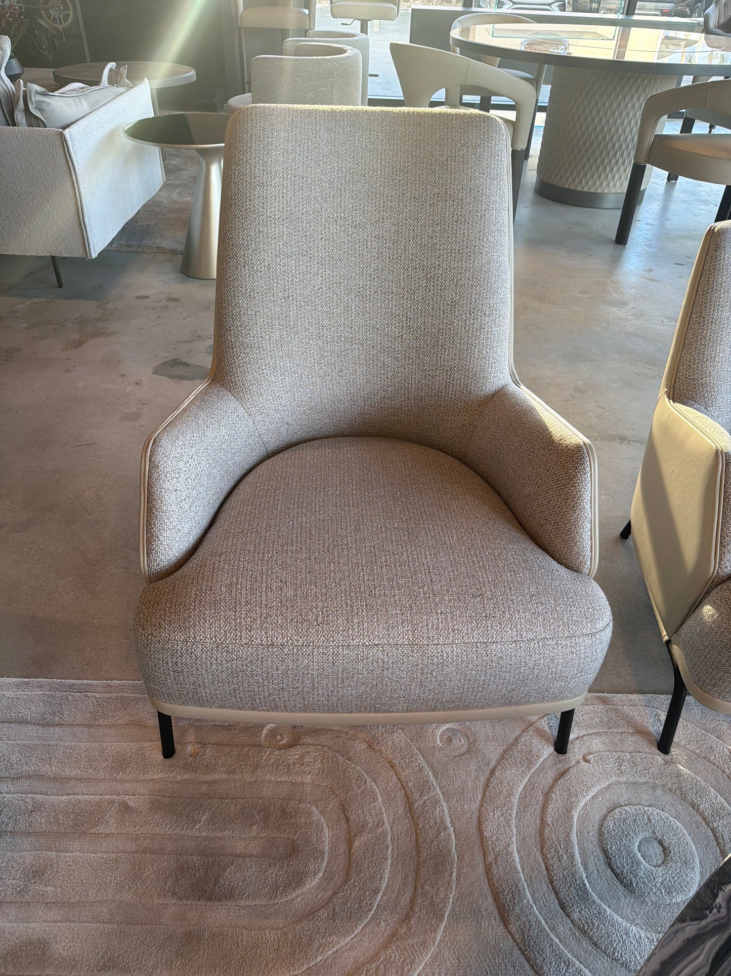 Nicoline Bea High Leather and Fabric Accent Chair