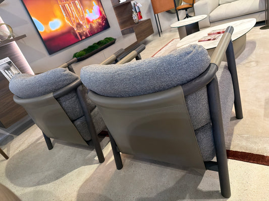 Ditre Italia Nathy Arm Chair, Fabric with Leather Details