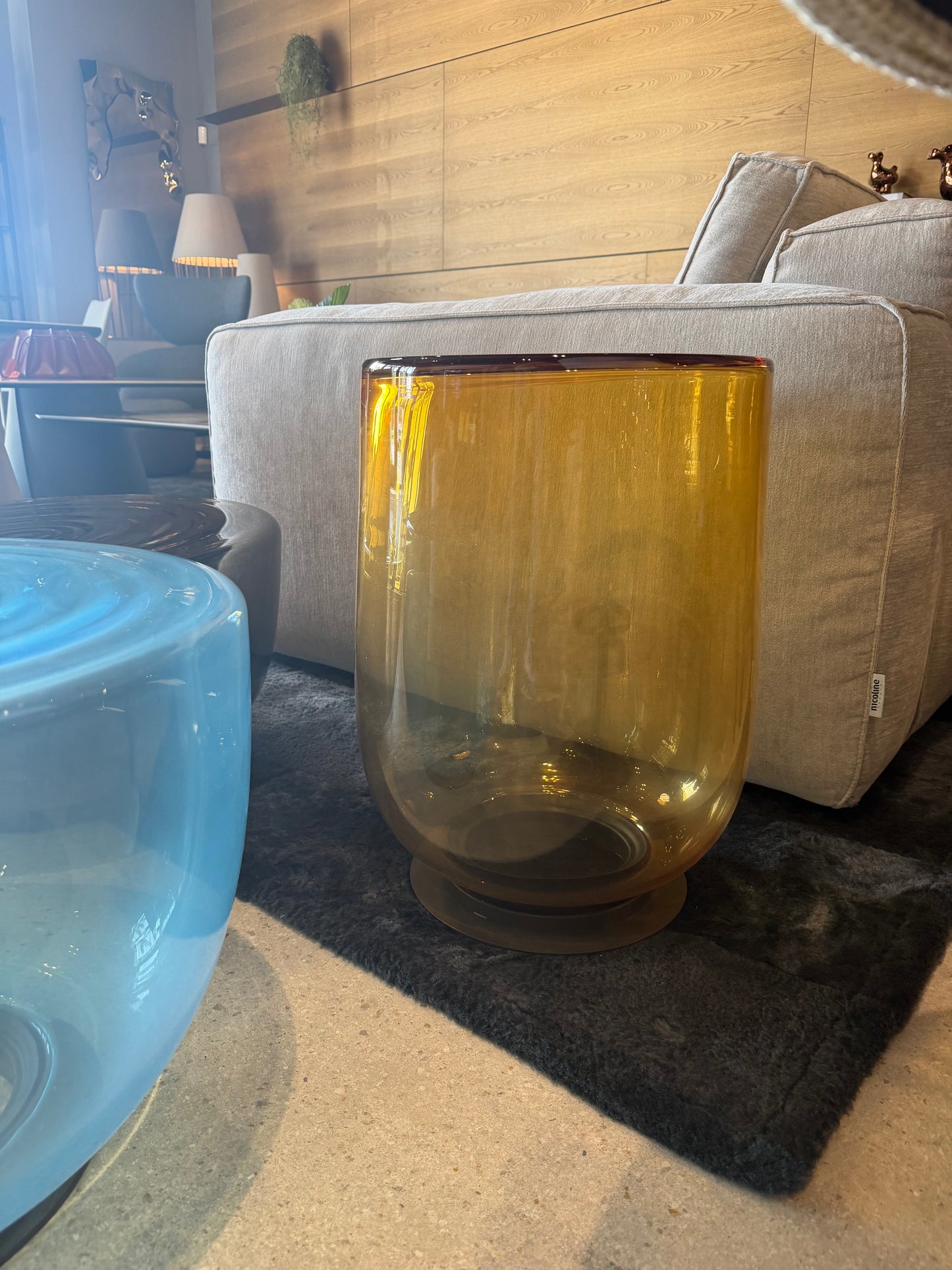 Bontempi Casa H2O Glass Coffee Table/Side Table in Acqua, Ambar, smoke