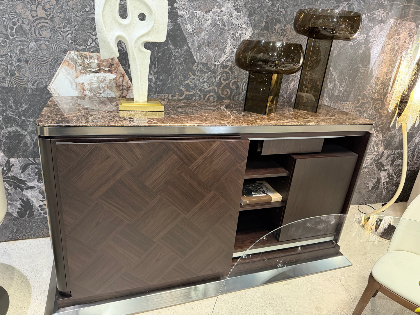 Smania Mayson Sideboard with Stone Top and Refrigerator