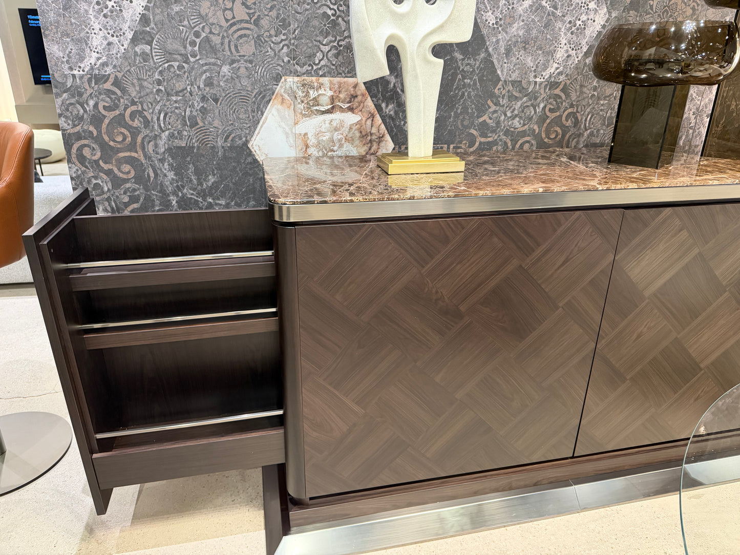 Smania Mayson Sideboard with Stone Top and Refrigerator