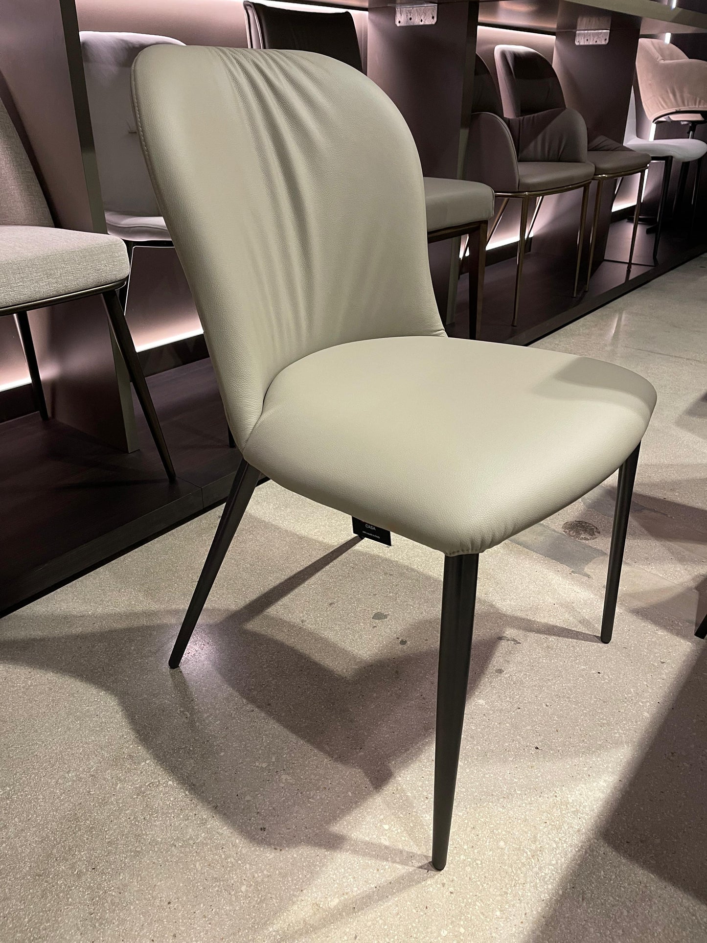 Tonin Casa Bustier Dining Chair Grey Leather Graphite Legs