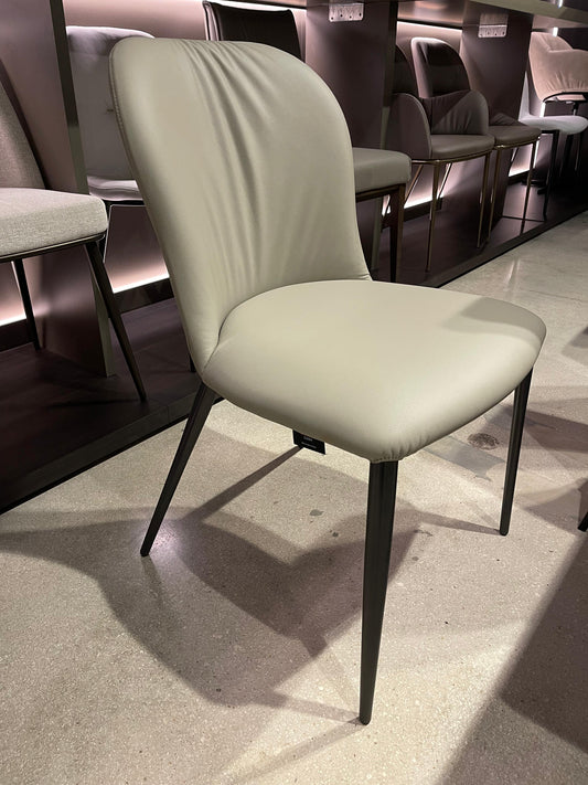 Tonin Casa Bustier Dining Chair Grey Leather Graphite Legs