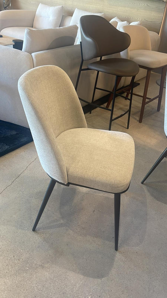Calligaris Foyer Dining Chair- White Fabric Bronze Legs
