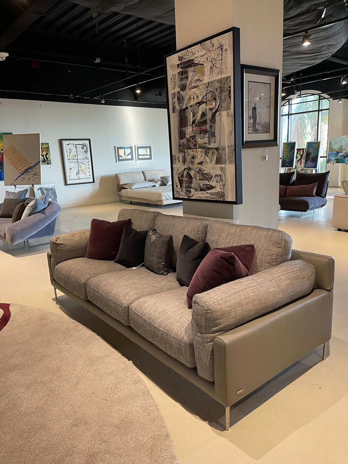 Nicoline Cadorna Leather and Fabric Sofa