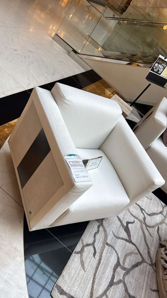Smania Snake Skin Accent Chair in White Leather