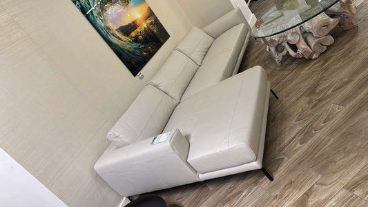 Nicoline Bora Leather Sectional in Royal 2341 White Leather