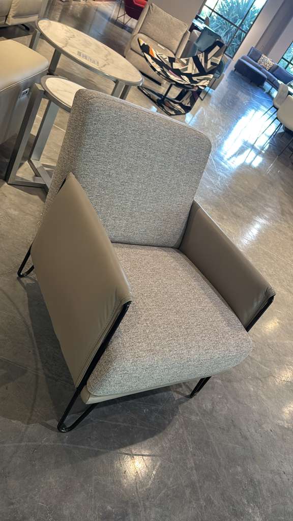 Max Divani Dileta Armchair with Leather and Fabric Details