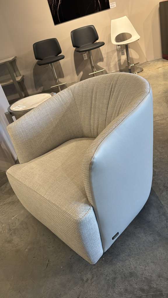 Nicoline Lady Swivel Armchair with Leather Back and Fabric Seat