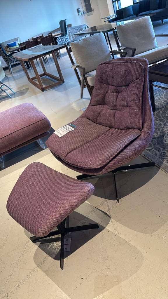 Bontempi Dia Armchair with Ottoman in Violet with Ottoman