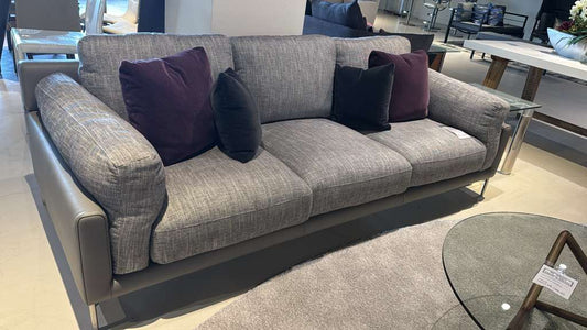 Nicoline Cadorna 3 Seater Leather Frame and Fabric Seat Sofa