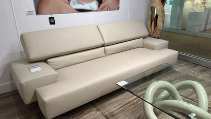 Il Loft Geometric Leather Sofa with Adjustable Headrests