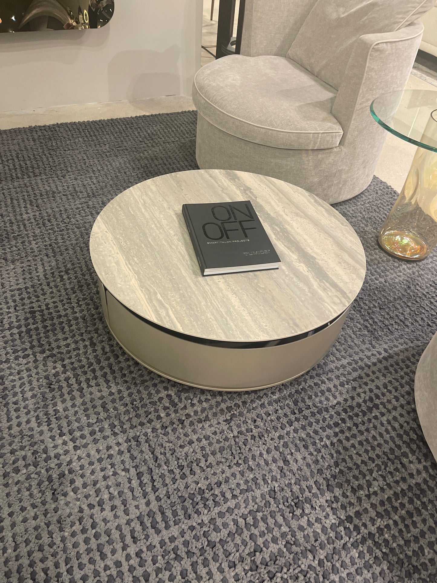 Naos Theta Coffee Table/Side Table in travertine Top