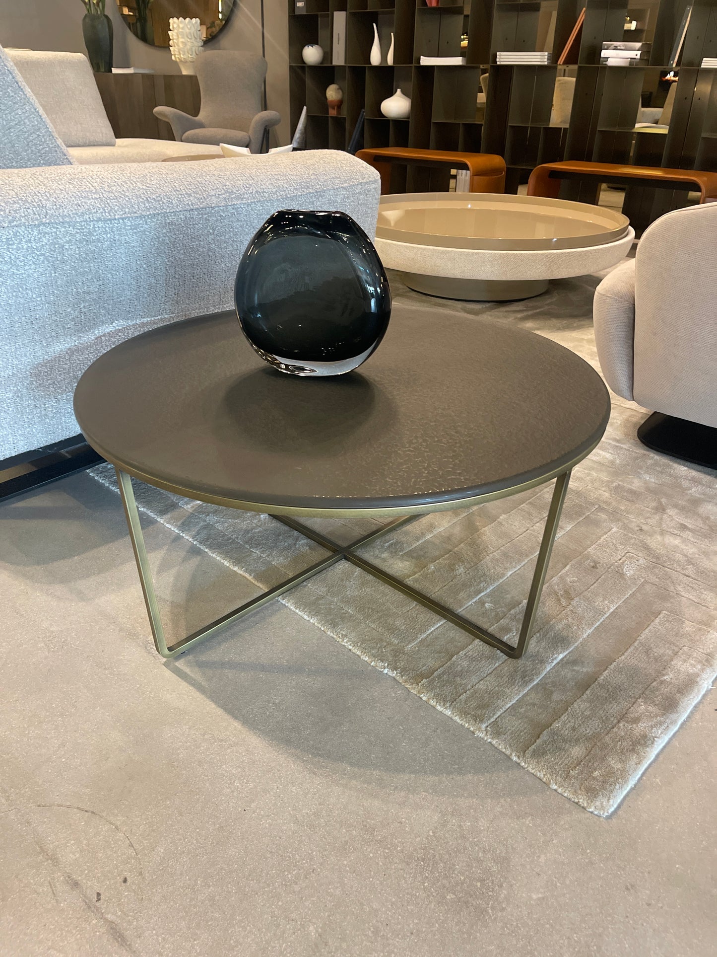 Sovet Piktor Coffee Table/Side Table in Matte hammered bronze top / gold base