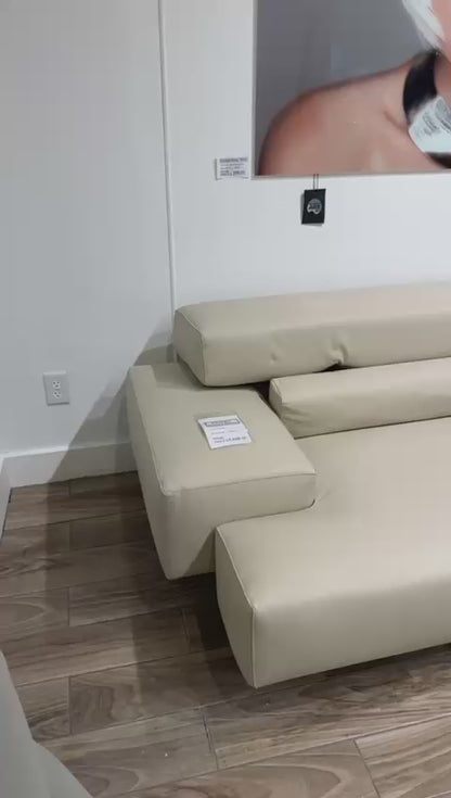 Il Loft Geometric Leather Sofa with Adjustable Headrests