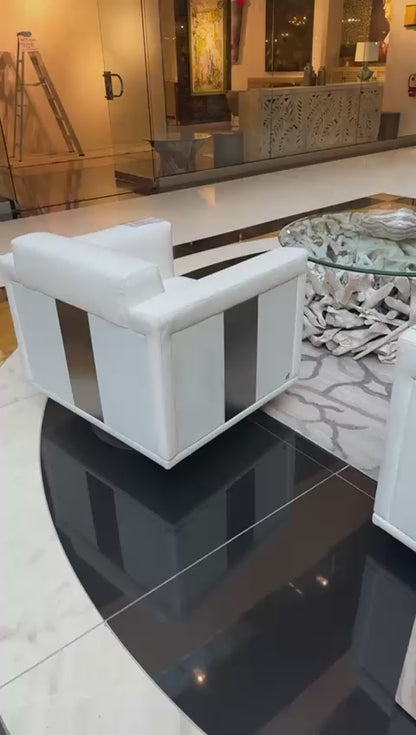 Smania Snake Skin Accent Chair in White Leather