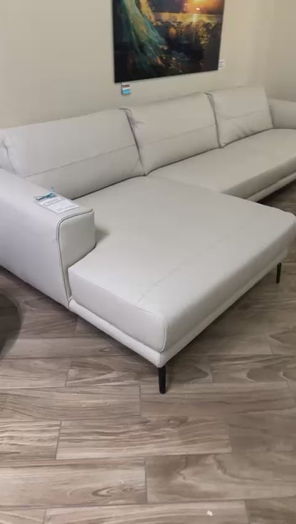 Nicoline Bora Leather Sectional in Royal 2341 White Leather